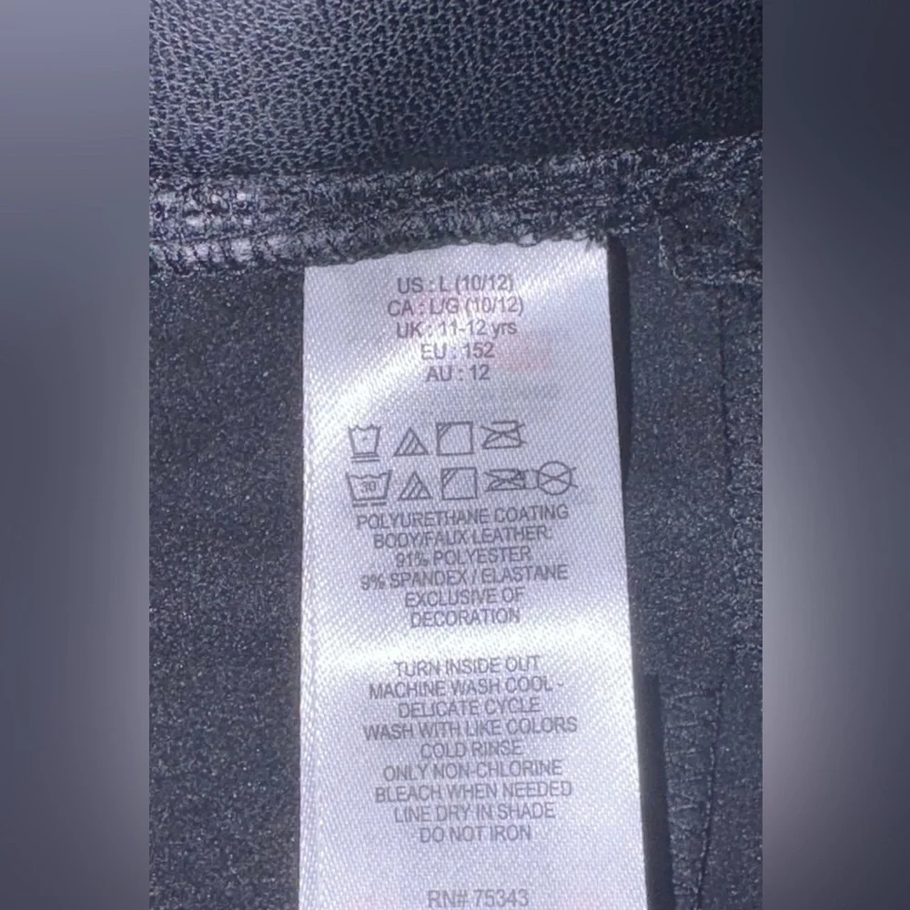 Big Girls Black Faux Leather Leggings